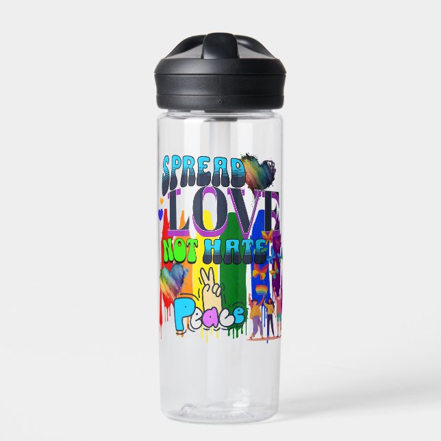Botella De Agua Difunde Amor No Odio | Orgullo LGBTQI+ (Delante)