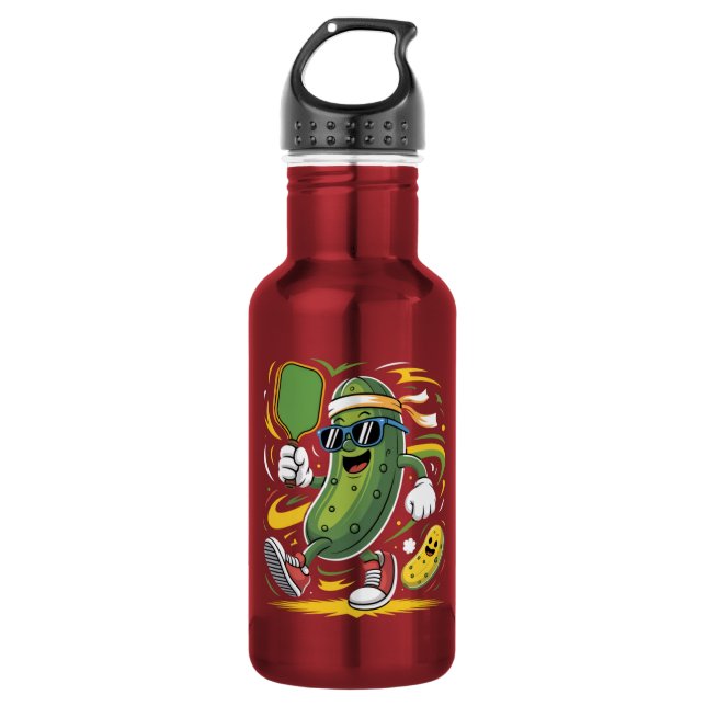 Botella De Agua Dill pickle jugando pickleball (Anverso)