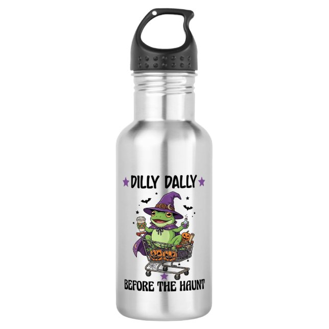 Botella De Agua Dilly Dally Antes de Haunt Frog Compras de Hallowe (Anverso)