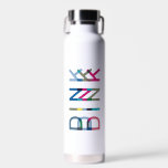 Botella De Agua Dink Pickleball Moda divertida Azul Verde Rosa Ama<br><div class="desc">¡DINERO! ¡Esta botella de agua lo dice todo! Este diseño de moda con la palabra "dink" en azul,  verde y rosa celebra el deporte del pickleball. Hace un regalo maravilloso para el amante del pickleball en tu vida. Parte de una colección de Parcel Studios.</div>