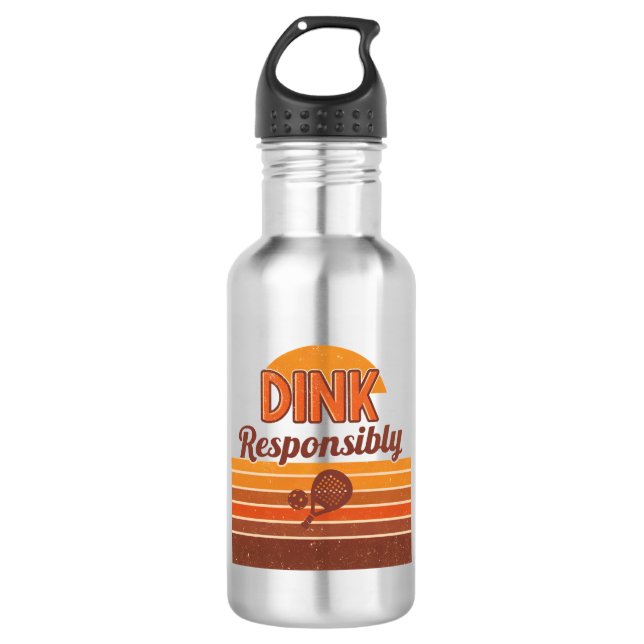 Botella De Agua Dink Responsablemente Pickleball Retro (Anverso)