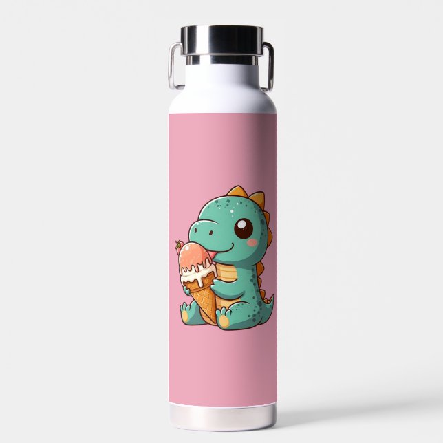 Botella De Agua Dino de comer helado lindo (Delantero)