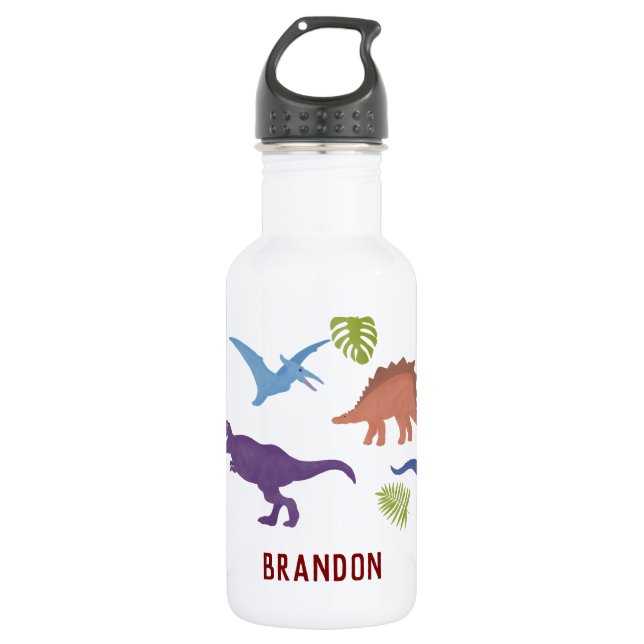Botella De Agua Dinosaur Cute Dino Dino Niño Nombre Personalizado (Anverso)
