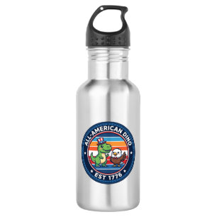 Botella De Agua Dinosaur Kawaii Patriótico Todo Americano DINO EST