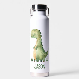 Botella De Agua Dinosaurio acuático lindo con nombre de niño