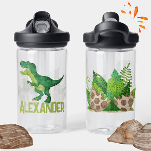 Botella De Agua Dínosaurio color agua T-rex con nombre de niños Pe