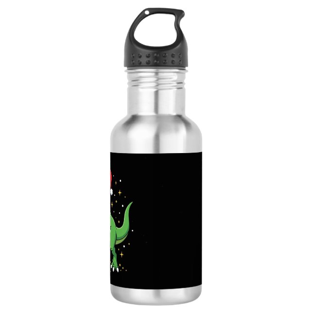 Botella De Agua Dinosaurio de Navidad Santa T Rex (Anverso)
