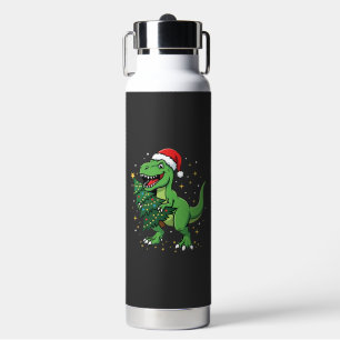 Botella De Agua Dinosaurio de Navidad Santa T Rex