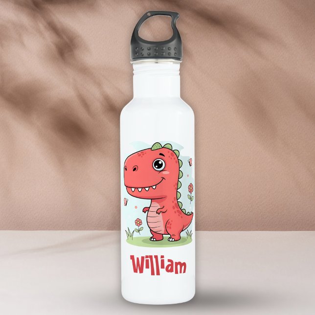 Botella De Agua Dinosaurio del bebé rojo curado (Subido por el creador)