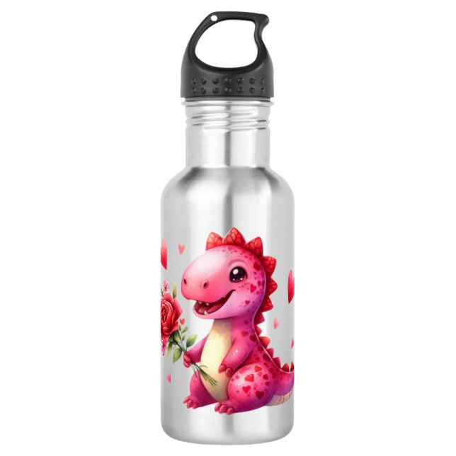 Botella De Agua Dinosaurio El día de San Valentín lindo (Anverso)
