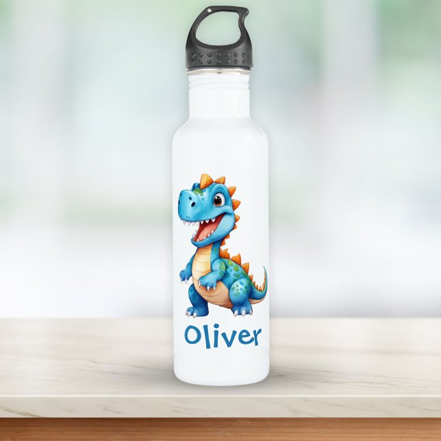 Botella De Agua Dinosaurio T-rex azul lindo personalizado (Subido por el creador)