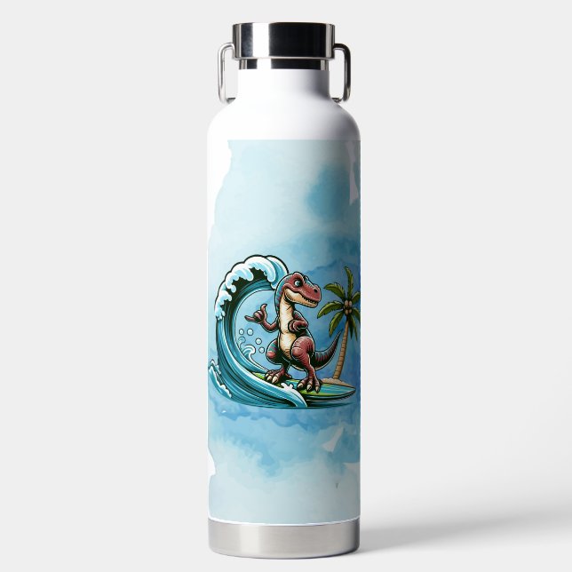 Botella De Agua Dinosaurio tropical de surf (Delantero)