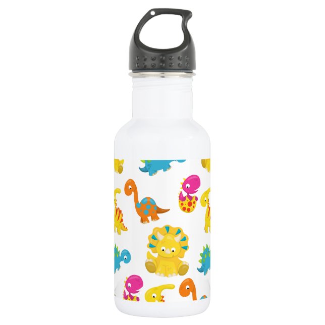 Botella De Agua Dinosaurios Lindos, Patrón De Dinosaurios, Bebé Di (Anverso)