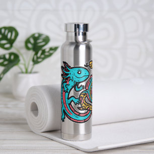 Botella De Agua Dios Azteca Xolotl Luchando Arte Tribal de Jaguar