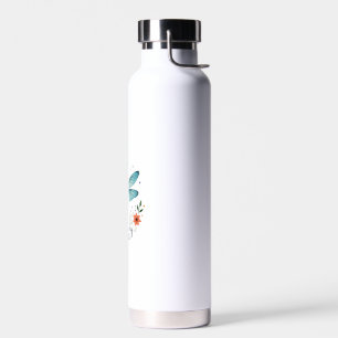 Botella De Agua Dios es mi fuerza Floral Libélula Camiseta Cristia
