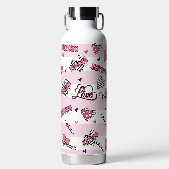 Botella De Agua Diseñado por El día de San Valentín XOXO (Delantero)