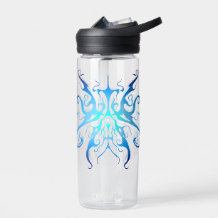 Botella De Agua Diseño Abstracto de Máscara Tribal Azul Elegante