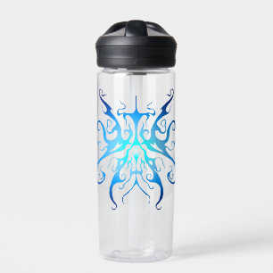 Botella De Agua Diseño Abstracto de Máscara Tribal Azul Elegante