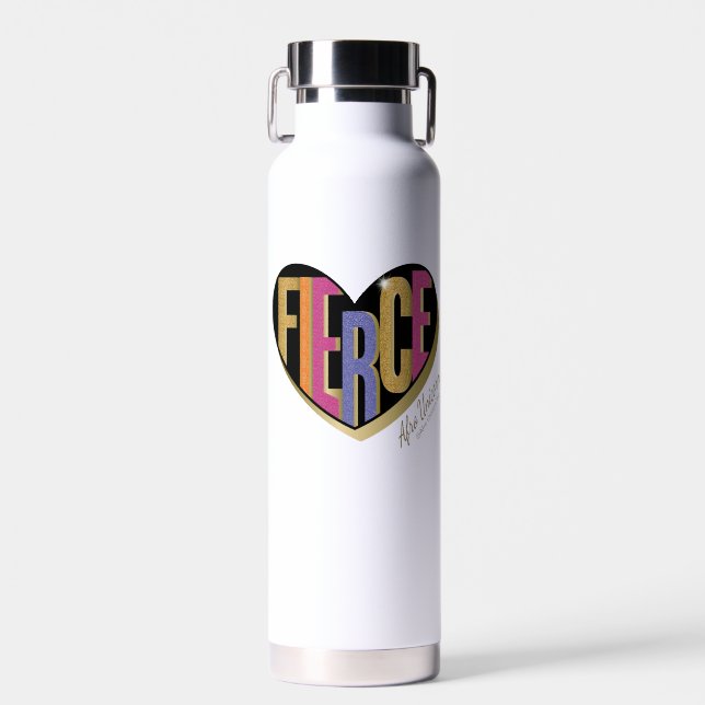 Botella De Agua Diseño afro unicornio de corazón feroz (Delantero)