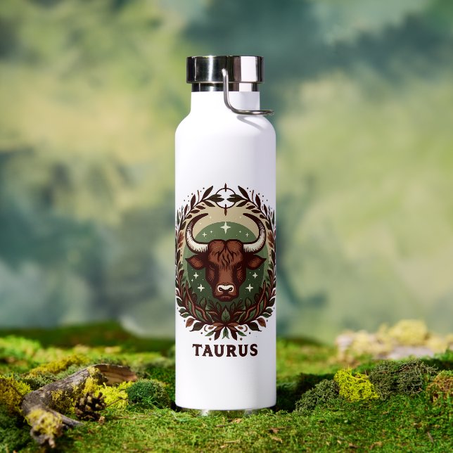 Botella De Agua Diseño artístico de signos estelares saurus zodiac (Exterior)