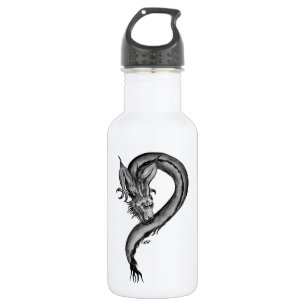 Botella De Agua Diseño blanco y negro de Dragon