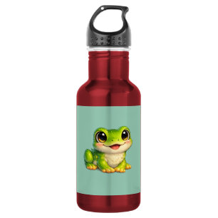 Botella De Agua Diseño de animal Kawaii de rana linda con ojos gra