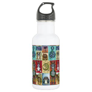 Botella De Agua Diseño de arte folclórico de la colección animal