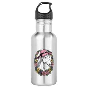 Botella De Agua Diseño de arte vectorial de retrato de caballo flo