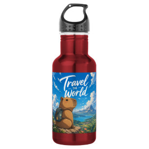 Botella De Agua Diseño de aventura de capybara de anime Viaja por