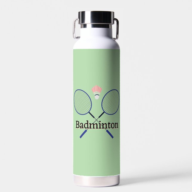 Botella De Agua Diseño de Badminton (Delantero)