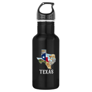 Botella De Agua Diseño de bandera de mapa de Texas para orgullosos