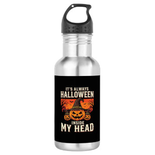 Botella De Agua Diseño de bruja de calabaza de Halloween siempre_1