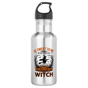 Botella De Agua Diseño de Bruja de Halloween Sé Dulce o Quédate Ma