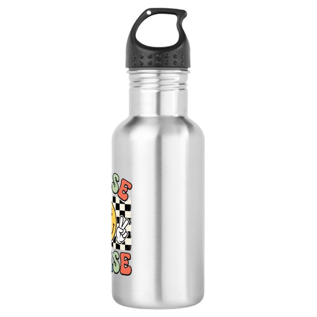 Botella De Agua Diseño de camisa a cuadros sonriente de enfermera  (Anverso)
