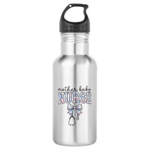 Botella De Agua Diseño de camisa con lazo floral para enfermera de