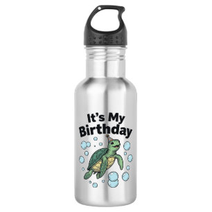 Botella De Agua Diseño de camisa de cumpleaños de tortuga marina_1
