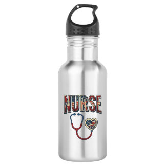 Botella De Agua Diseño de camiseta con estetoscopio patriótico de 