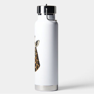 Botella De Agua Diseño de camiseta con retrato de jirafa de grabad