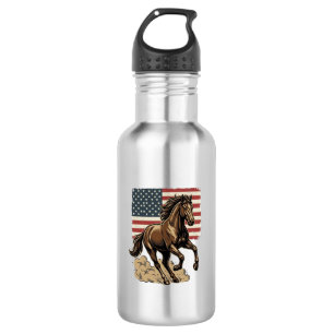 Botella De Agua Diseño de camiseta de bandera americana de caballo