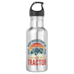 Botella De Agua Diseño de camiseta de cita de hombre viejo tractor