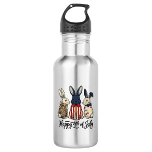 Botella De Agua Diseño de camiseta de conejo patriótico del 4 de j