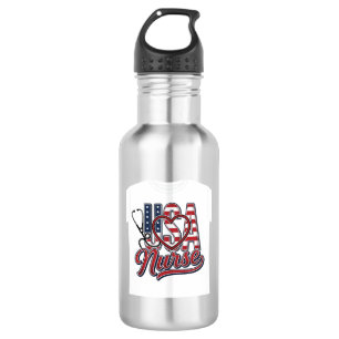 Botella De Agua Diseño de camiseta de enfermera patriótica USA cor