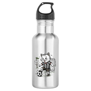 Botella De Agua Diseño de camiseta de grabado de gato de fútbol vi