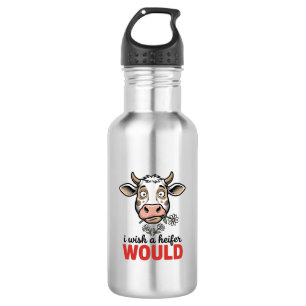 Botella De Agua Diseño de camiseta de grabado vintage de vaca novi