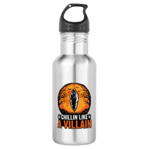 Botella De Agua Diseño de camiseta de grabado vintage de villano d