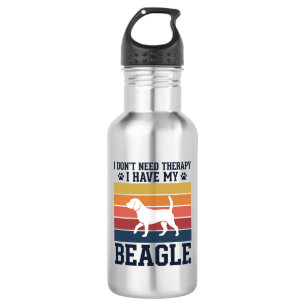 Botella De Agua Diseño de camiseta de terapia de perro Beagle vint