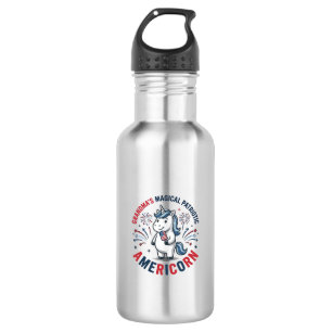 Botella De Agua Diseño de camiseta de unicornio americorn patrióti