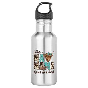 Botella De Agua Diseño de camiseta de vaca de las Highlands Mama a