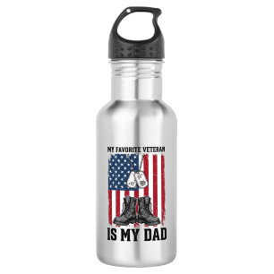 Botella De Agua Diseño de camiseta patriótica Mi padre es mi veter