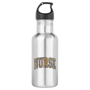 Botella De Agua Diseño de camiseta universitaria de enfermera leop